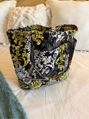 Vera Bradley Black, Yellow & White Quilted Floral Tote